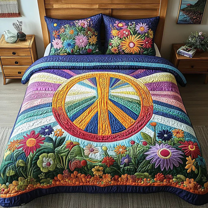 Quilted Tree Of Life Comforter Set With Embroidered Jacquard Cover And Matching Shams