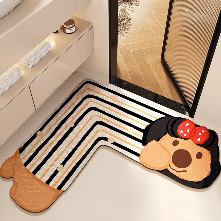 Cartoon-Themed Pet Design Bath Mat