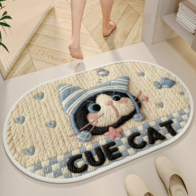Cat-Themed Indoor Bath Mat for Bathroom