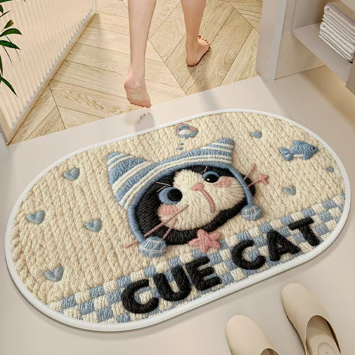 Cat-Themed Indoor Bath Mat for Bathroom