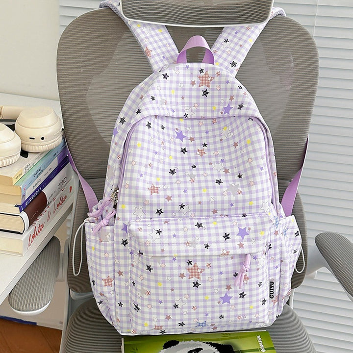 Stylish Checked Star-Patterned Backpack Kalsten