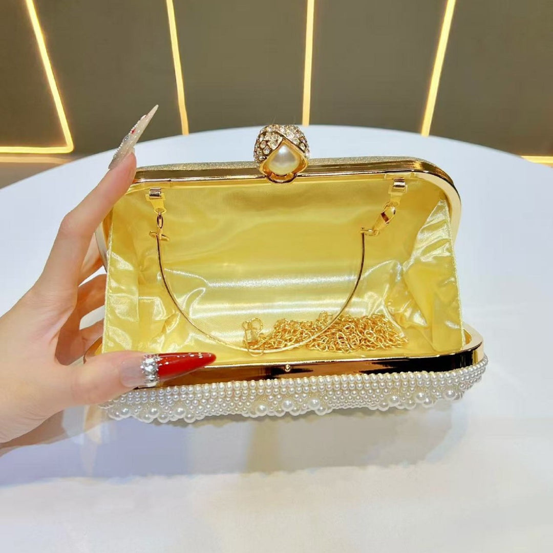 Elegant Pearl-Embellished Evening Bag