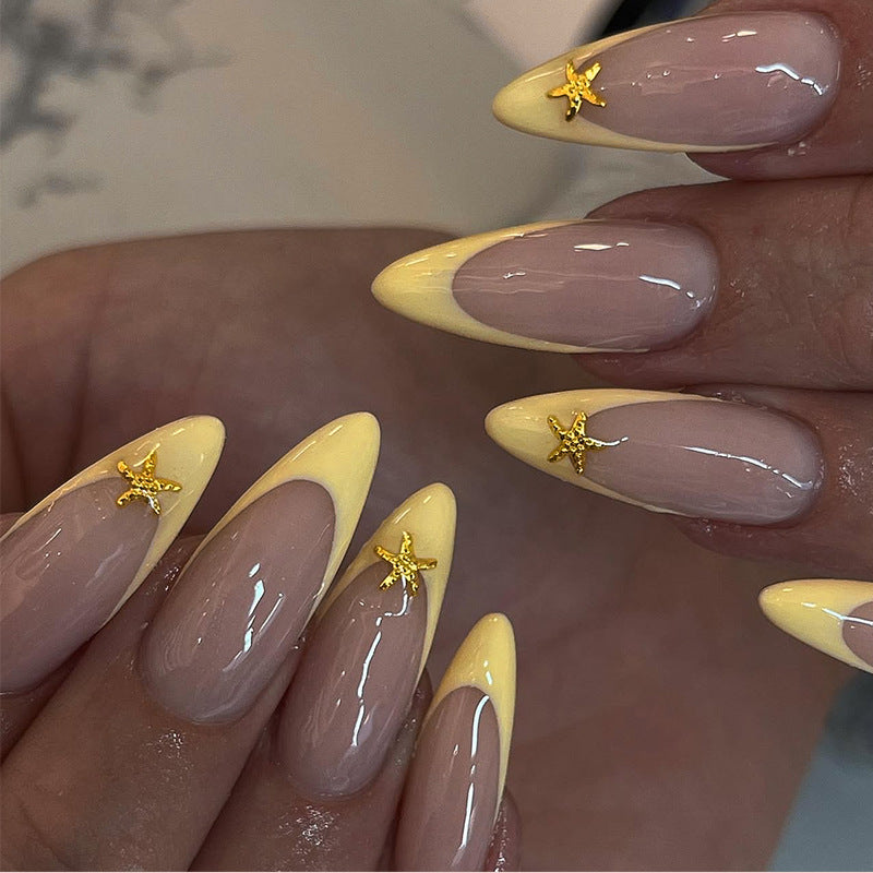 Artificial nail set with elegant tip and golden details Kalsten