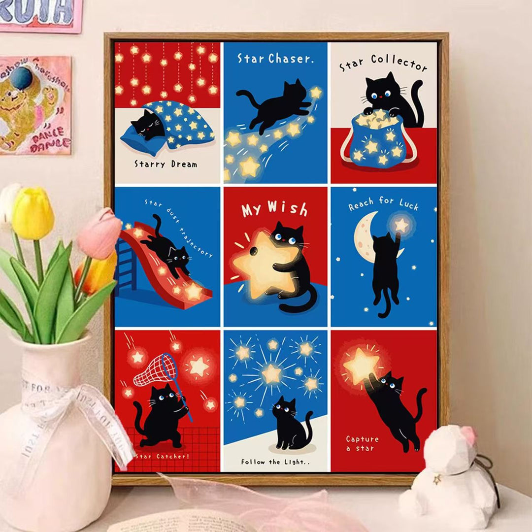 Playful Cat-Themed Illustrated Wall Art Kalsten