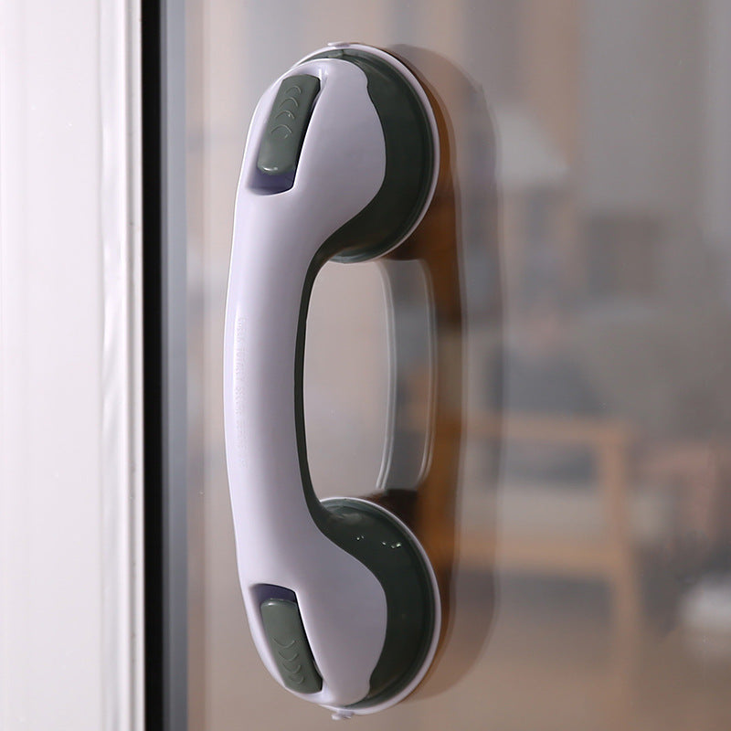 Ergonomic Suction-Mount Safety Grab Handle With Dual Vacuum Cups For Bathroom Support