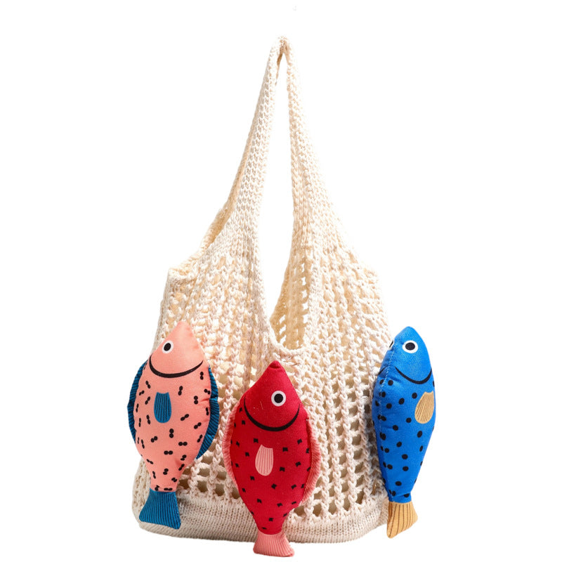 Playful Fish-Themed Crochet Tote Bag