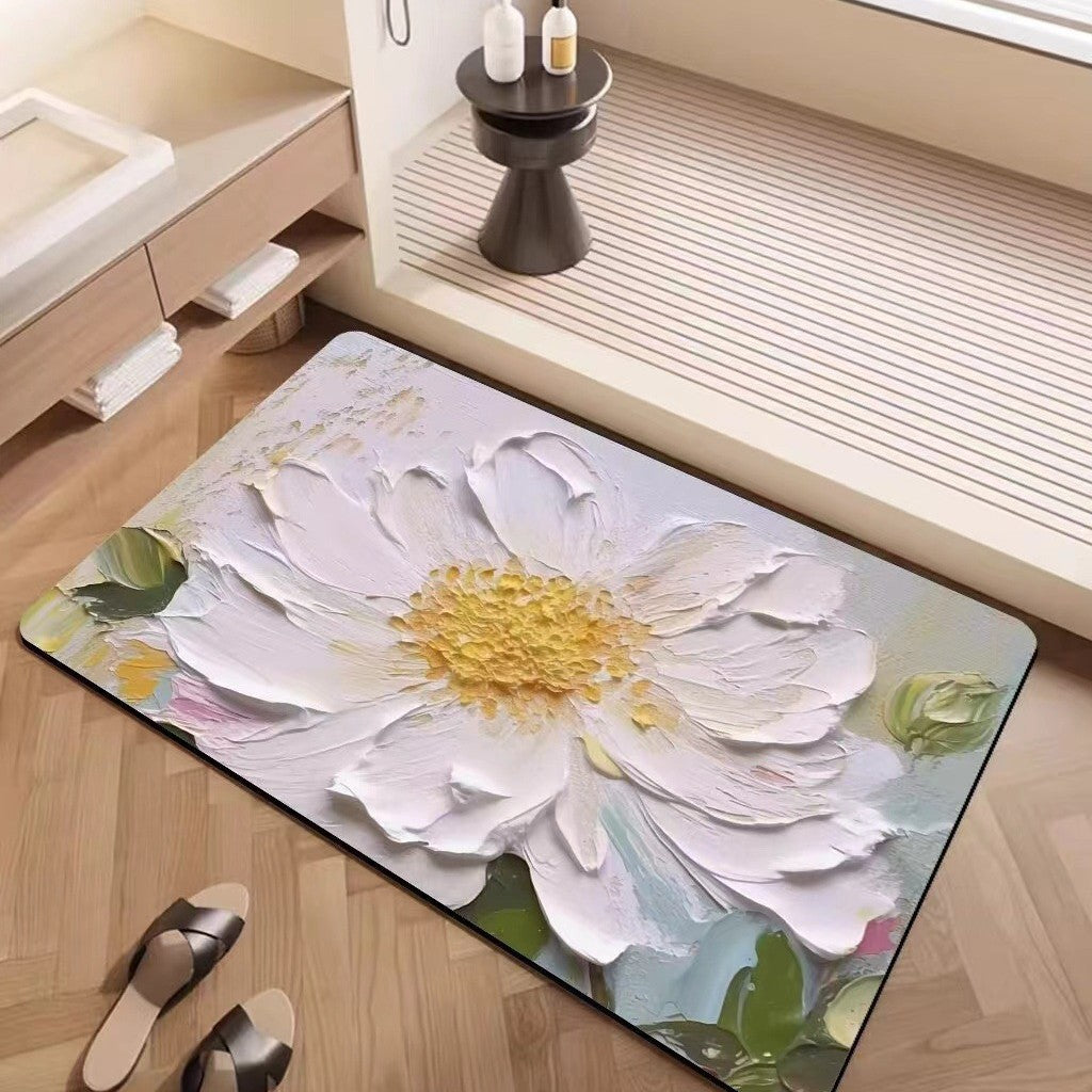 Luxury Textured Floral Bath Mat Kalsten