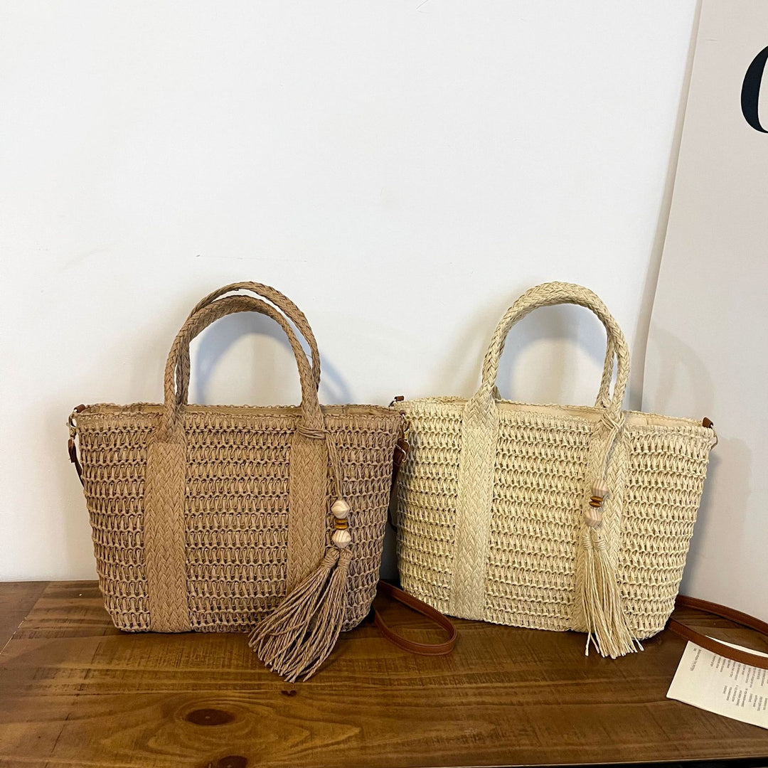 Handcrafted Woven Straw Tote Bag
