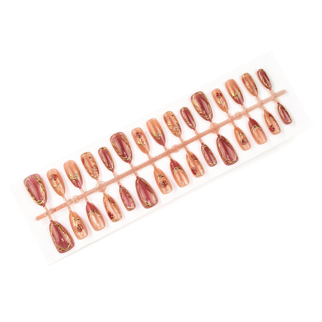 Rose Embellished Press-On Nail Art Set
