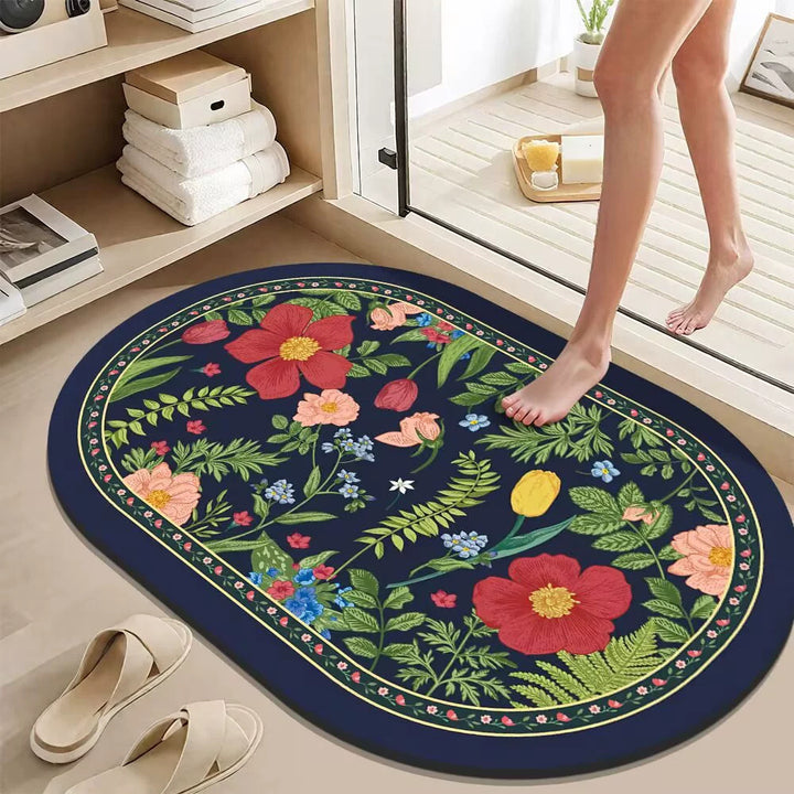 Artistic Floral Design Bath Mat