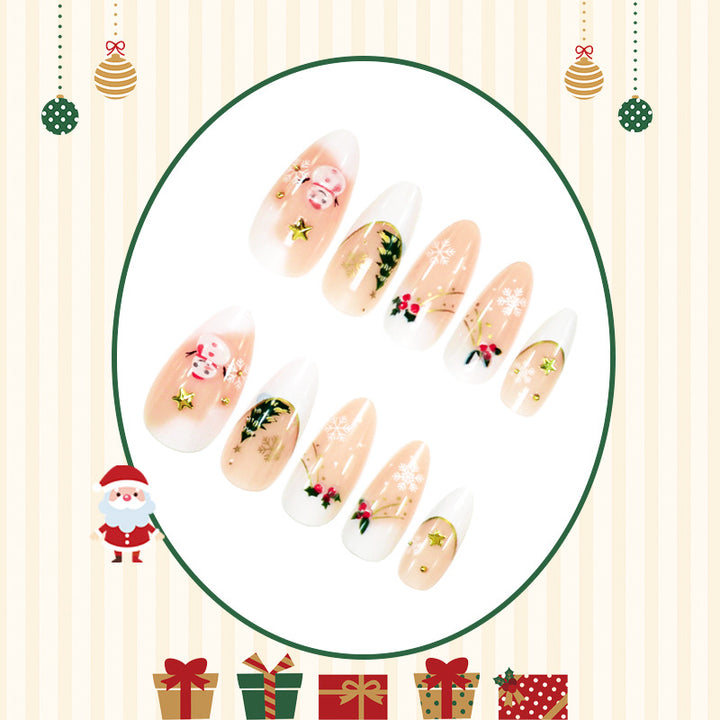 Artificial nail set with festive winter motifs and creative designs Kalsten