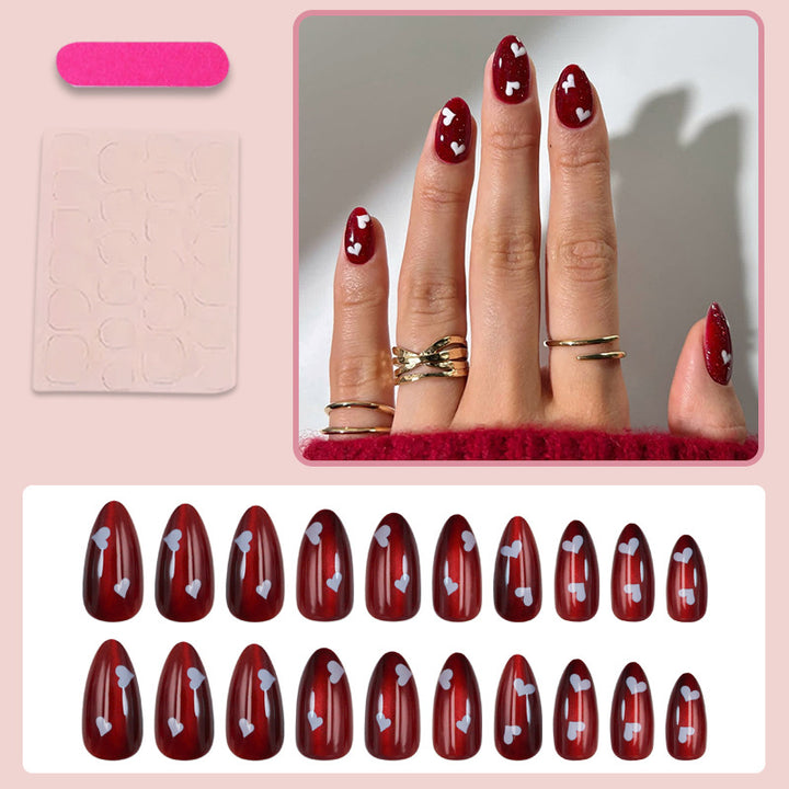 Artificial nail set with playful heart motifs Kalsten