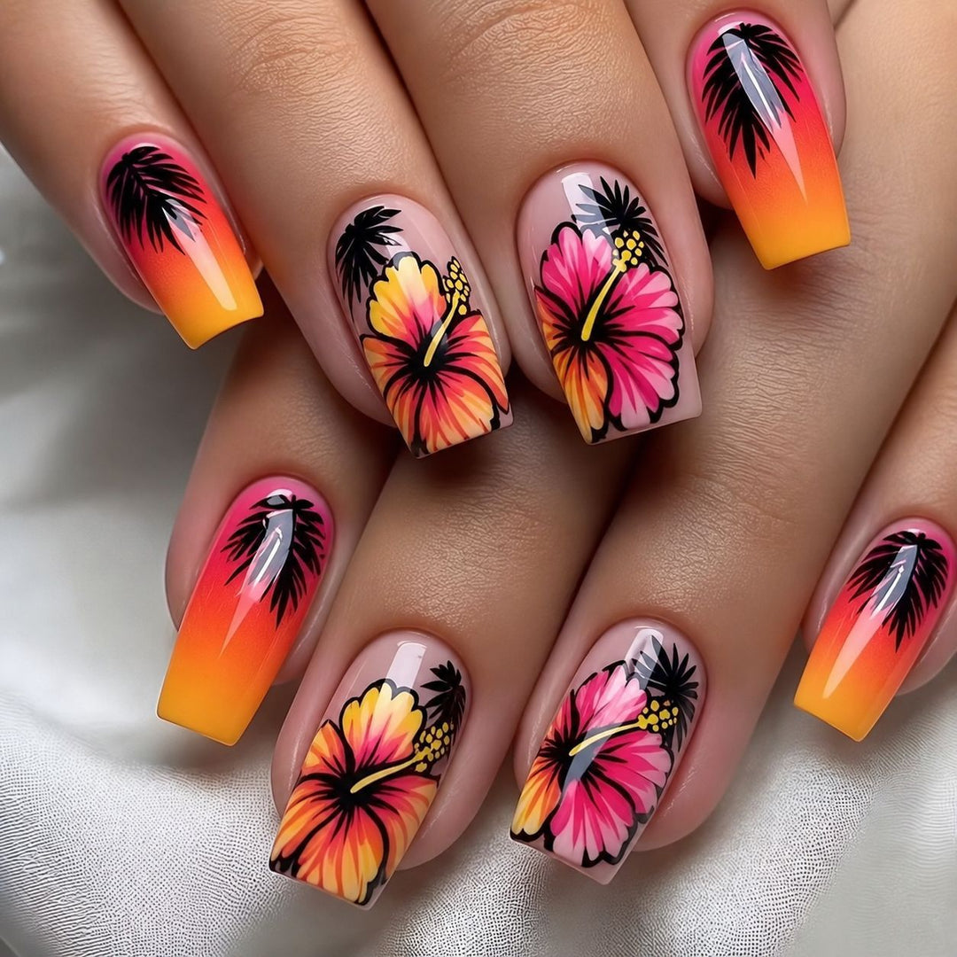 Tropical design artificial nails Kalsten