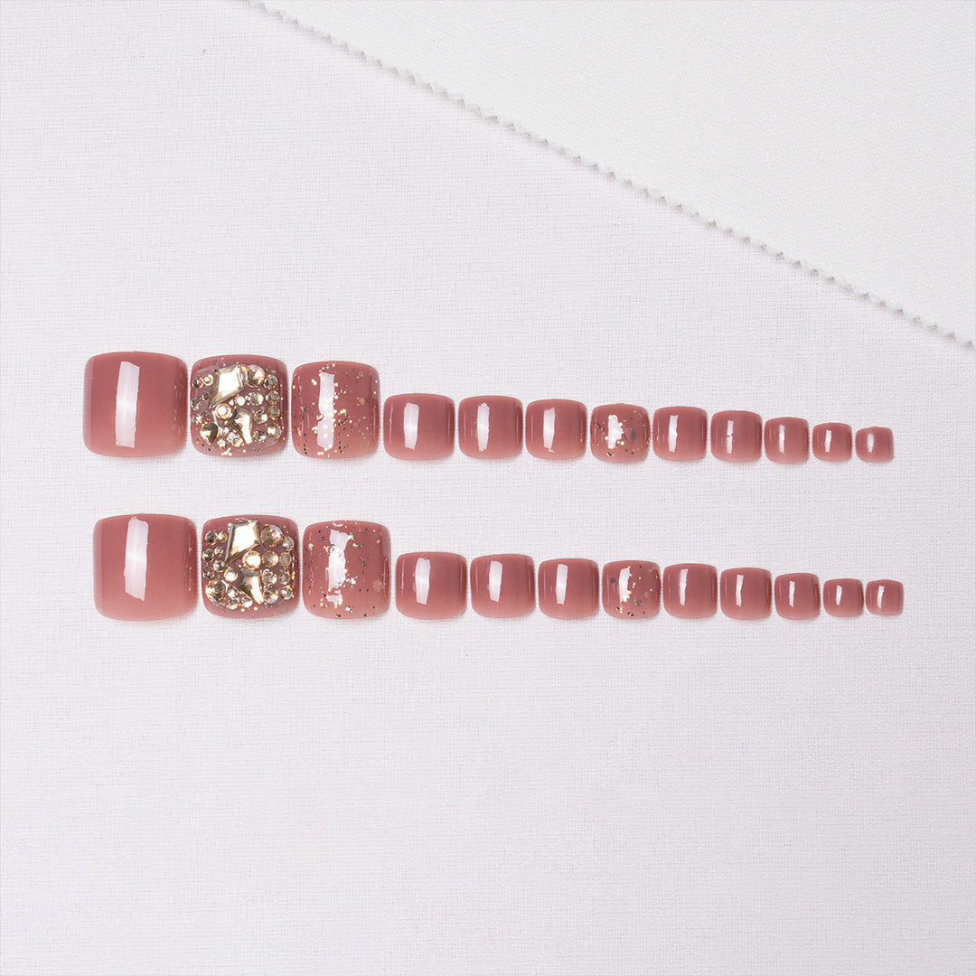 Glamorous Rhinestone-Embellished Pedicure Nail Art
