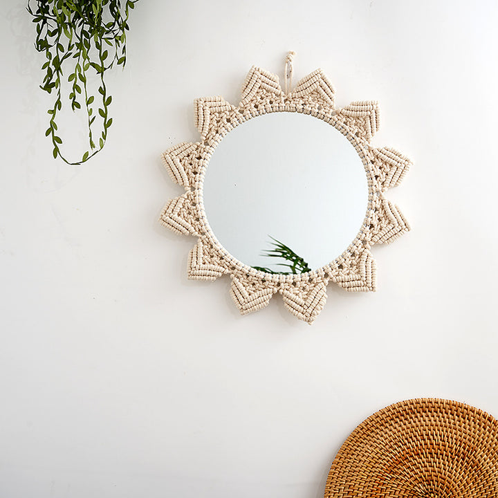 Decorative Macramé Wall Mirror with Floral Design Kalsten