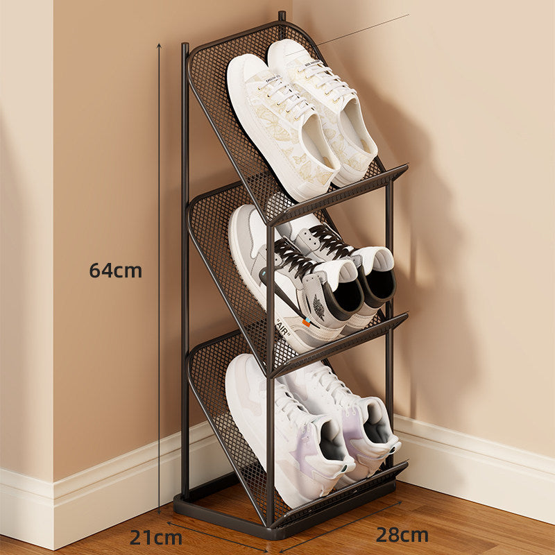 Vertical Angled Mesh Shoe Organizer Rack