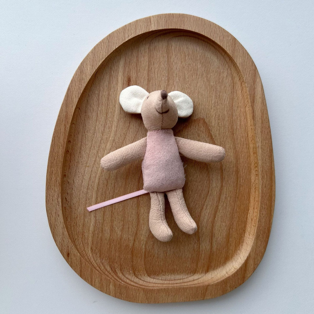 Miniature Artisan Fabric Mouse Doll with Winged Cape