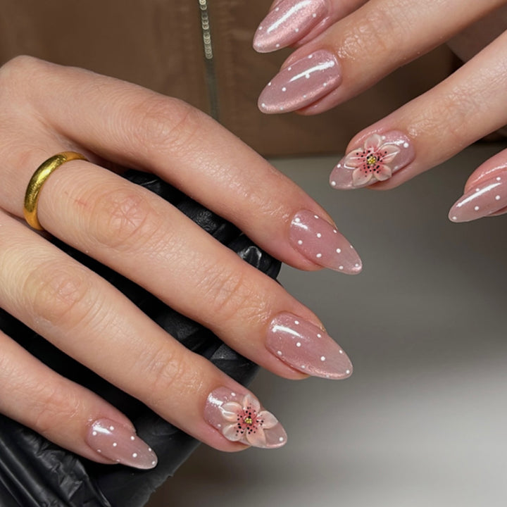 Premium Adhesive Press-On Nail Set with Floral Patterns Kalsten