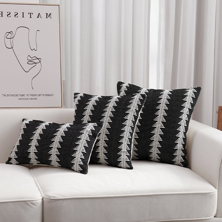 Decorative woven cushion cover with ethnic jacquard, tassels and concealed zipper Kalsten