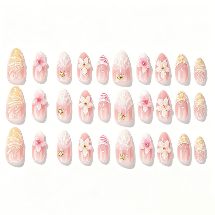 3D Floral Decorative Press-On Nail Set