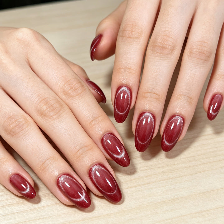 Glossy Almond-Shaped Gel Nail Enhancements Kalsten