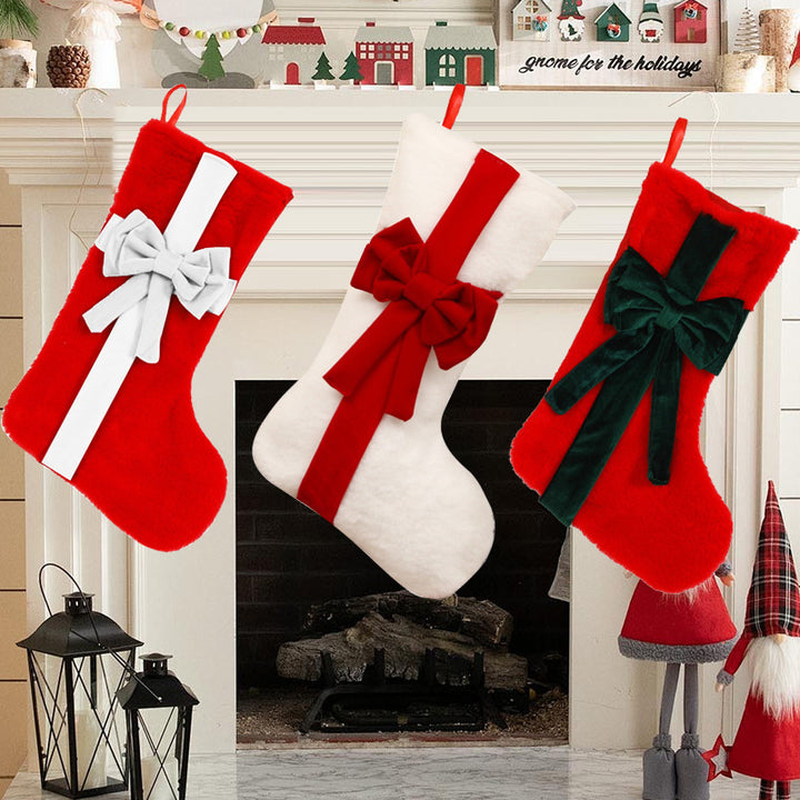 Luxury Plush Christmas Stocking with Bow