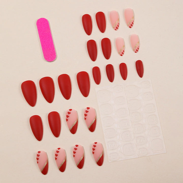Heart-Accent Stiletto Nail Art Kalsten