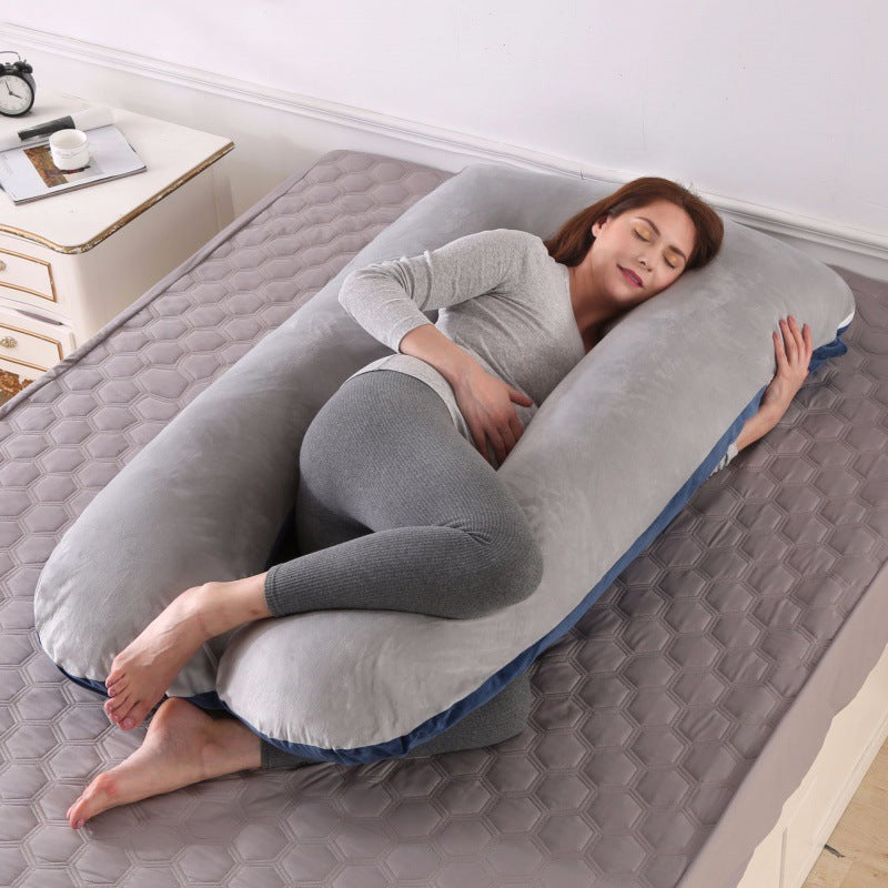 Full-Body U-Shaped Maternity Support Pillow With Removable Velour Cover