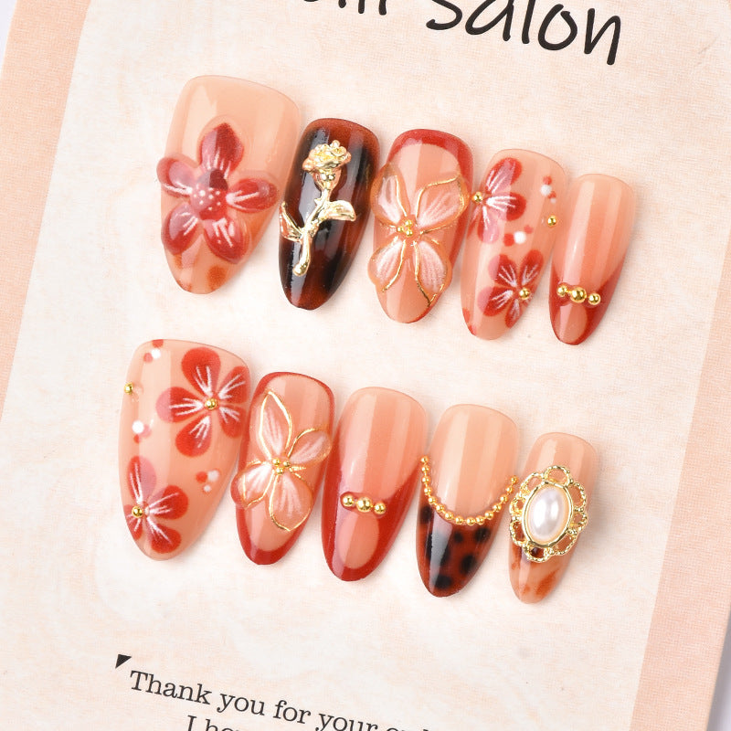 Decorative Floral-Embellished Press-On Nail Art Collection