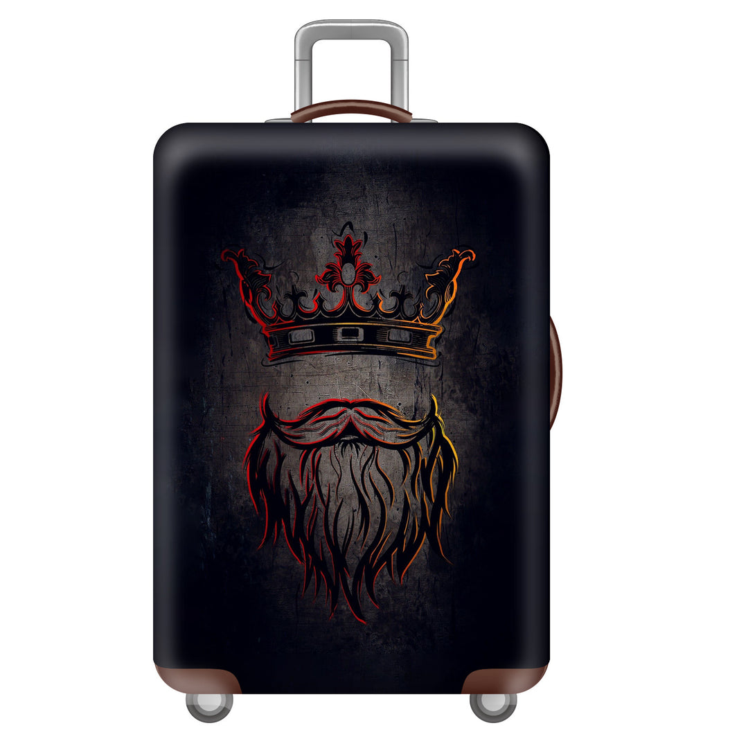 Unisex large hard shell suitcase with sturdy trolley handle and elastic motif protective cover superhero design Kalsten