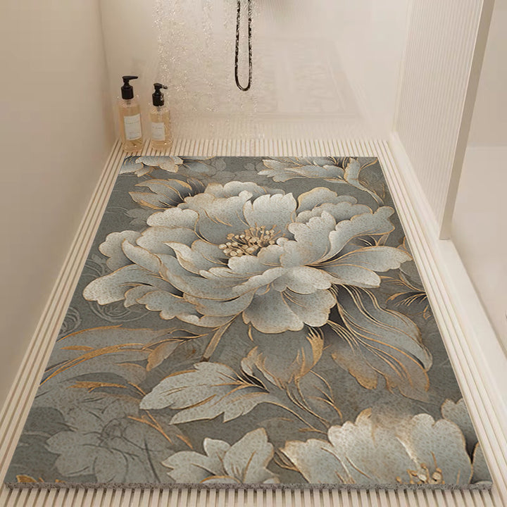 Elegant Floral Pattern Bath Mat Kalsten