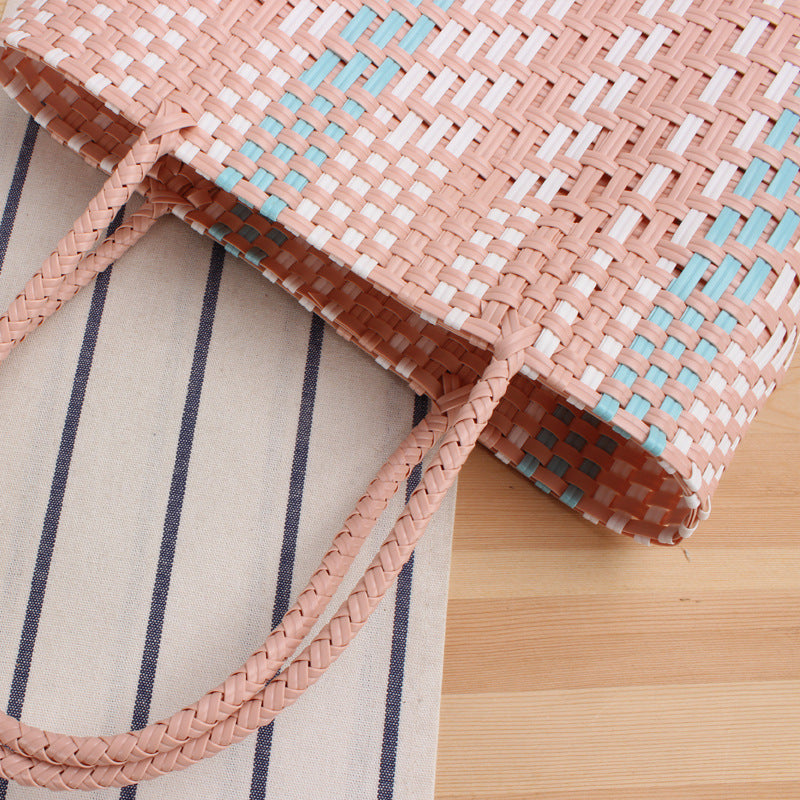 Braided Tote Bag with Colorful Design Kalsten