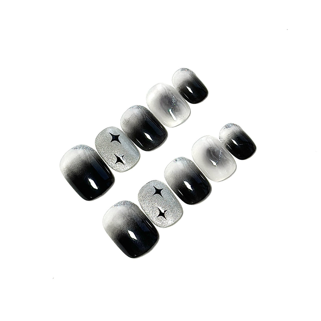 Artistic Ombre Press-On Nail Set with Star Accents