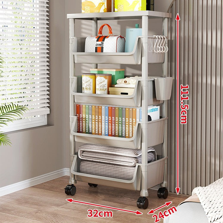 Compact Two-Tier Rolling Storage Cart with Removable Bins and Swivel Casters