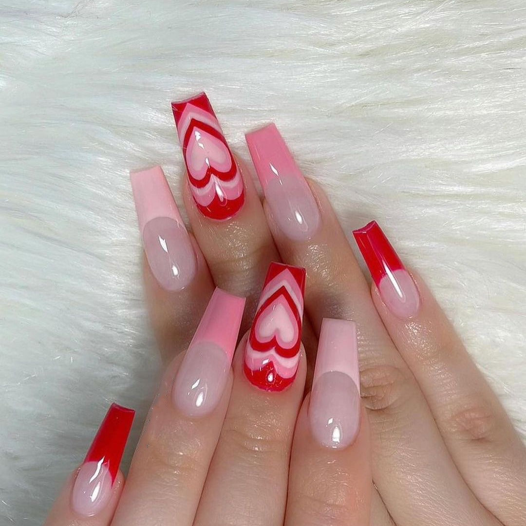 Artistic acrylic nails with heart design Kalsten