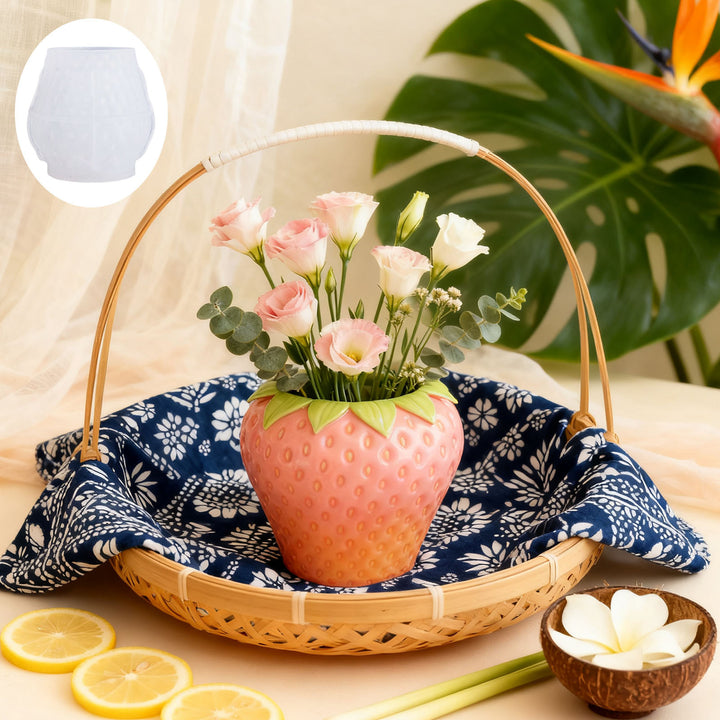 Detailed Strawberry Shaped Silicone Casting Mold For Small Planter And Resin Decor