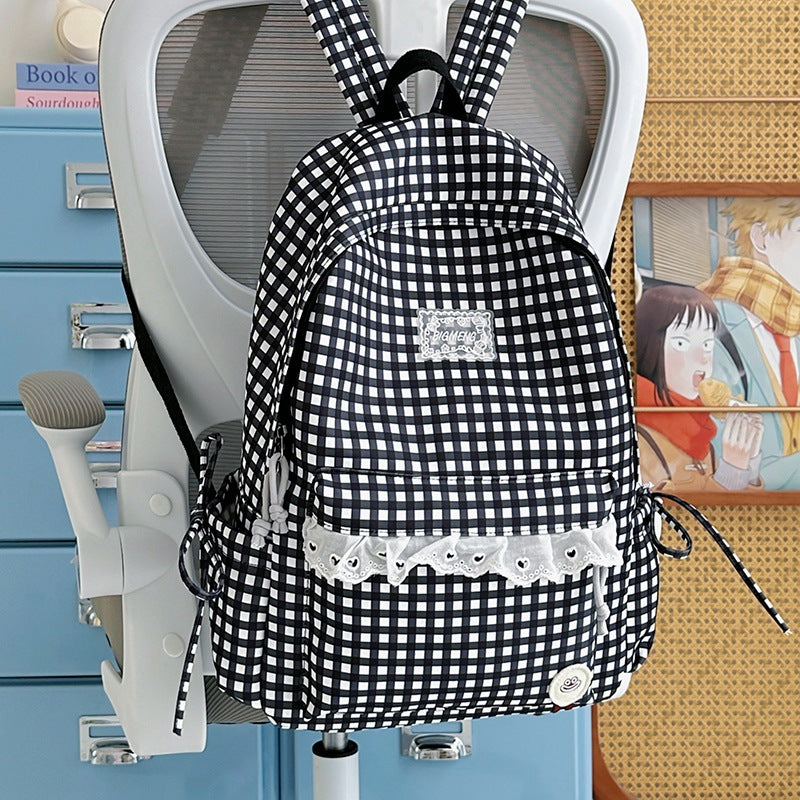 Cute Gingham Print Backpack Kalsten