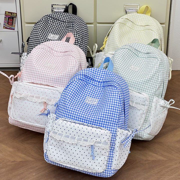 Cute Checked Pattern Backpack Kalsten