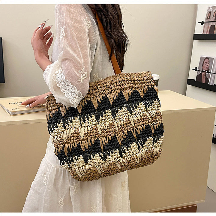 Large, Handmade Straw Bag with Designer Details Kalsten