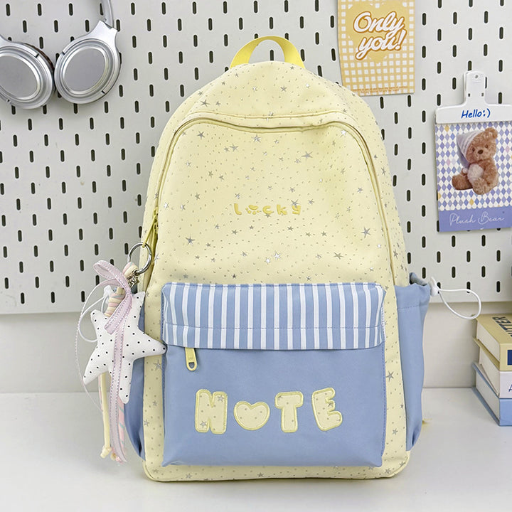 Cute Illustrated Star-Embellished Backpack Kalsten