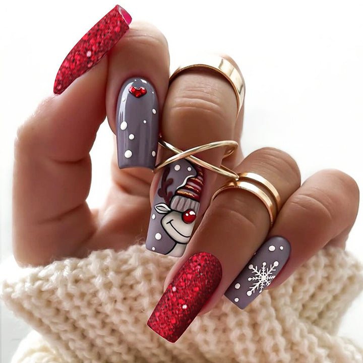 artful nail set with festive glitter and Christmas motifs Kalsten