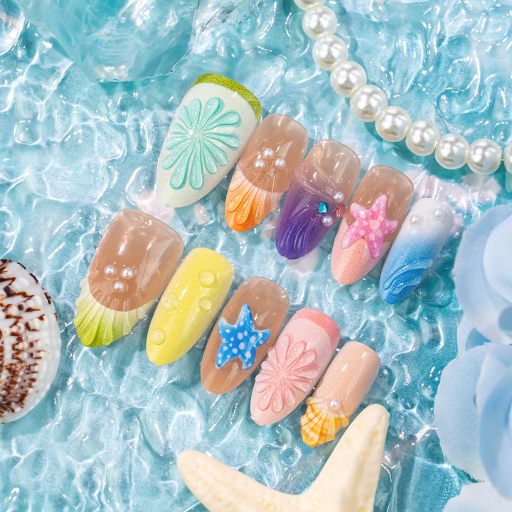 Marine-Inspired Decorative Press-On Nail Set