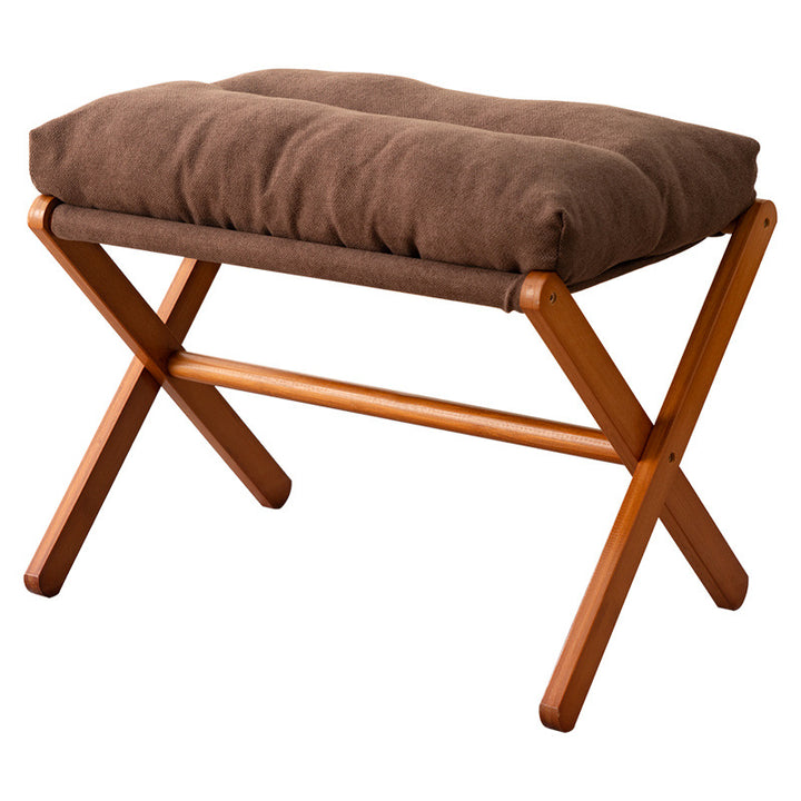 Foldable Stool With Padded Seat And Sturdy Wooden Structure Kalsten