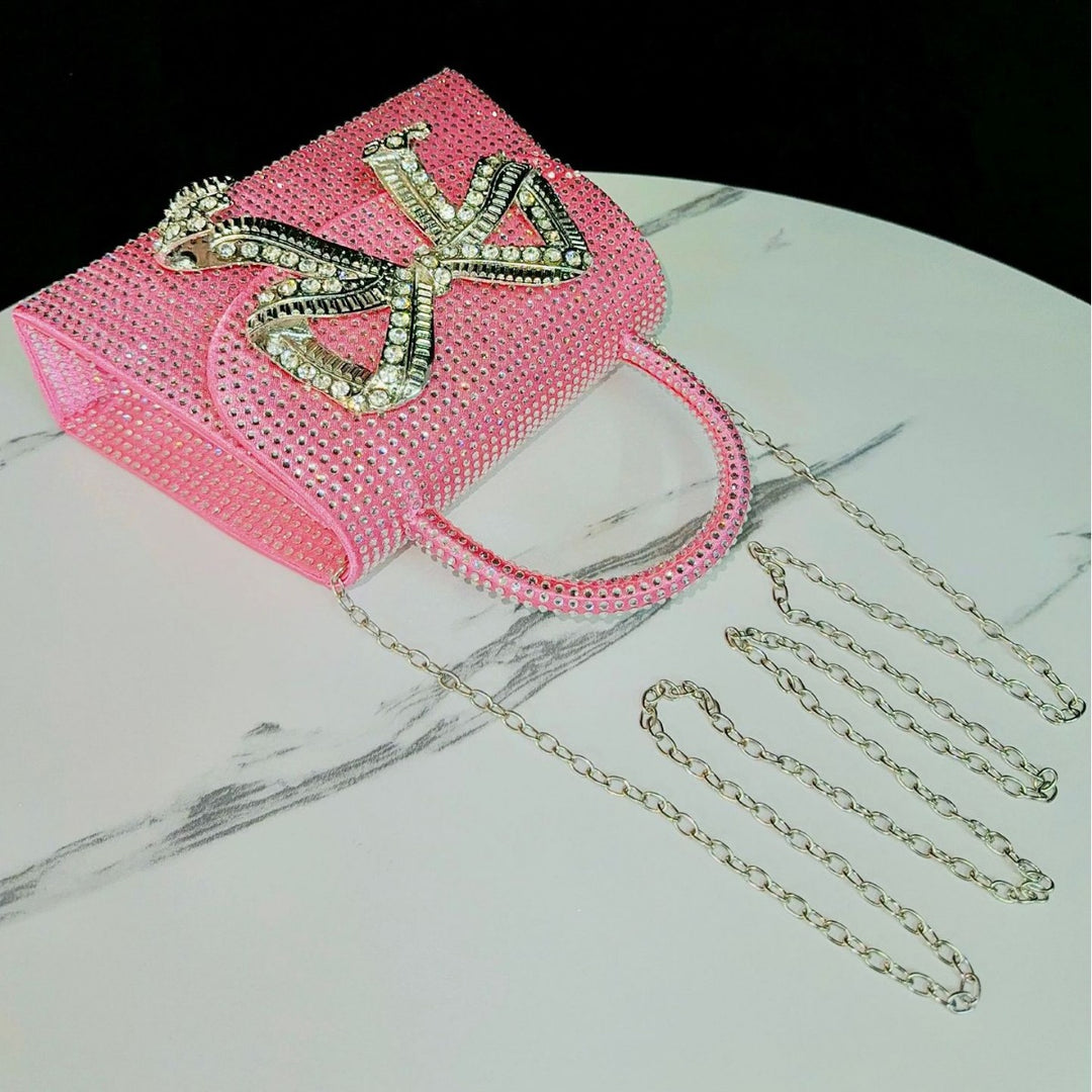 Rhinestone Bow Clutch