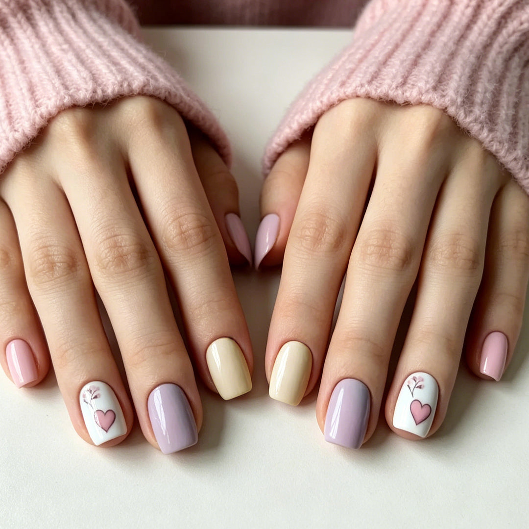 Artistic Heart-Design Nail Art Enhancements Kalsten