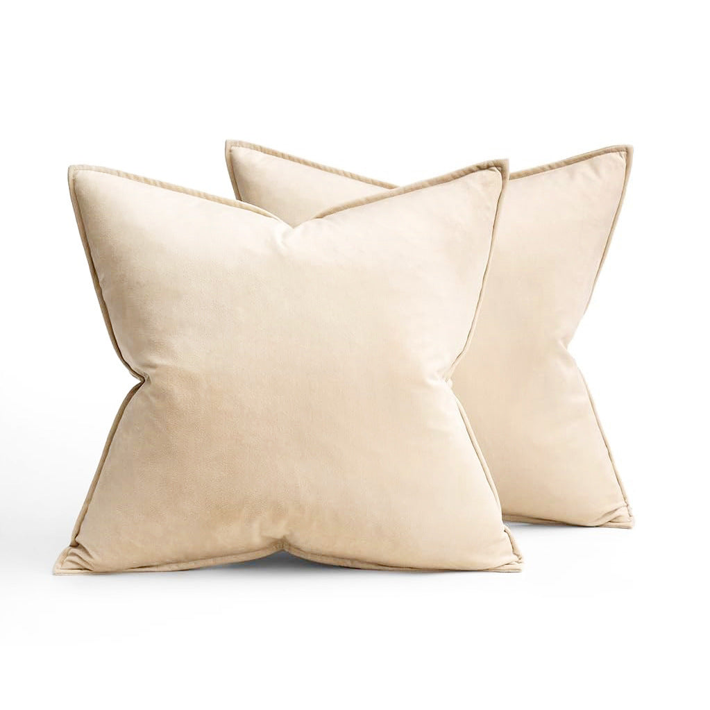 Plush Velvet Square Throw Pillow Set with Hidden Zipper and Down-Alternative Insert