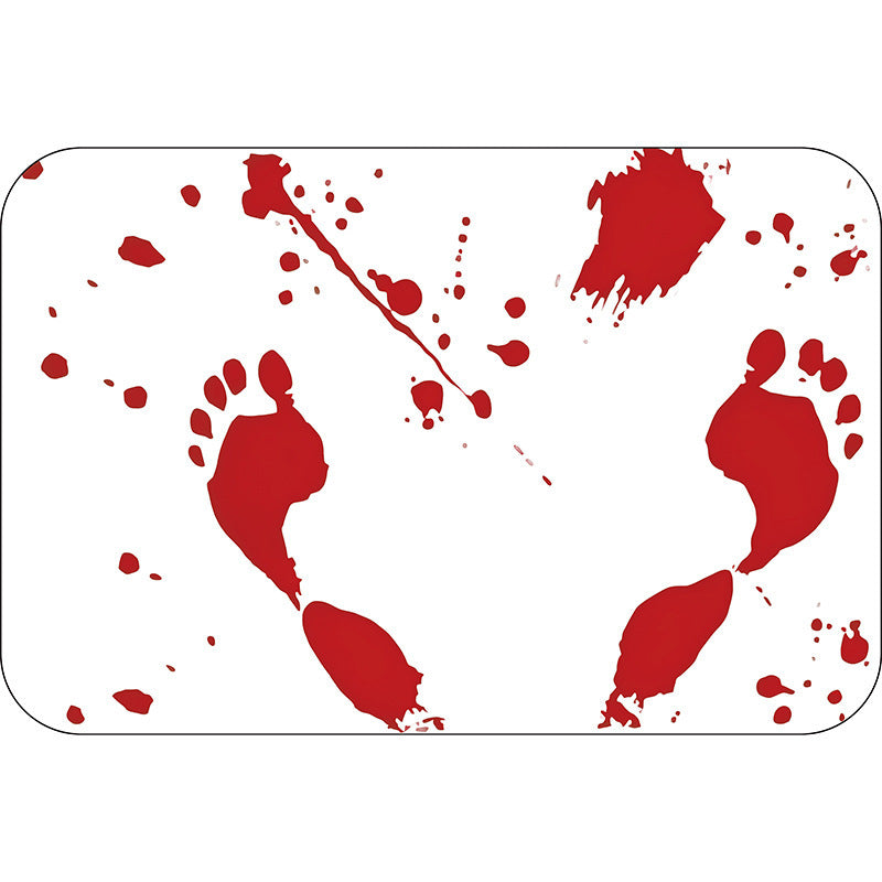 Novelty Horror-Themed Absorbent Door Mat With Bloody Handprint Design And Non-Slip Backing