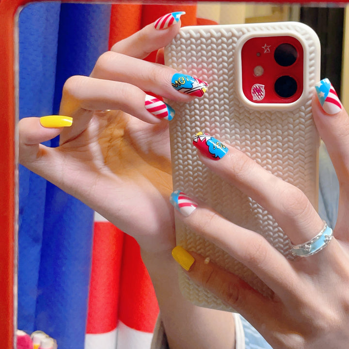 Playful Cartoon-Themed Press-On Nail Set