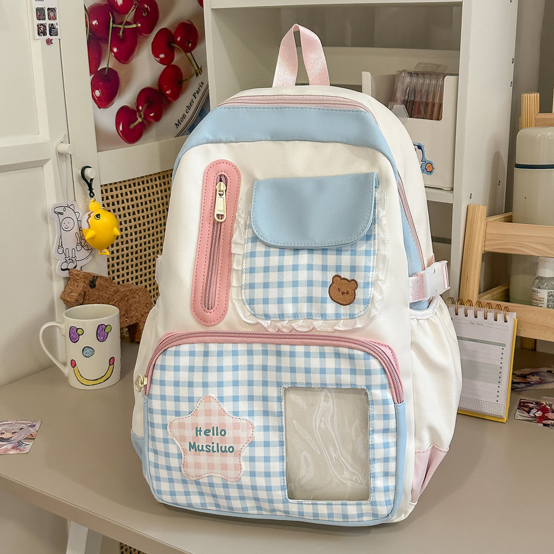 Stylish Gingham Print Backpack Kalsten