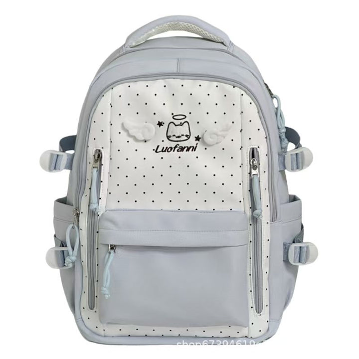 Playful Polka Dot Multi-Pocket Backpack Kalsten